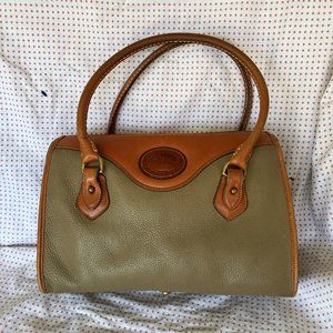 Vintage Dooney & Bourke brown and tan pebble leather satchel